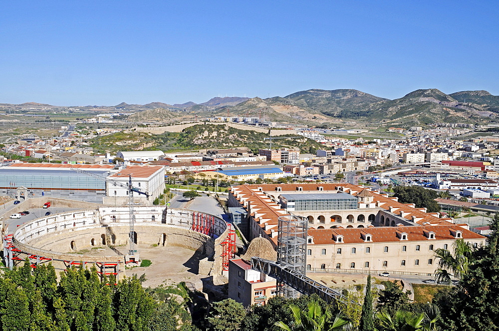 Cityscape, ancient bull arena, university, former military hospital, Cartagena, Costa Calida, Murcia, Spain, Europe