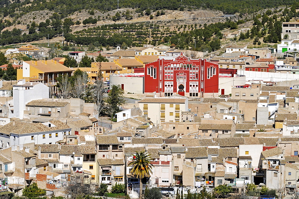 Cityscape, bullfighting arena, Caravaca de la Cruz, sacred city, Murcia, Spain, Europe