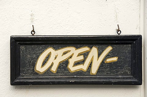Sign, Open, England, Great Britain, Europe