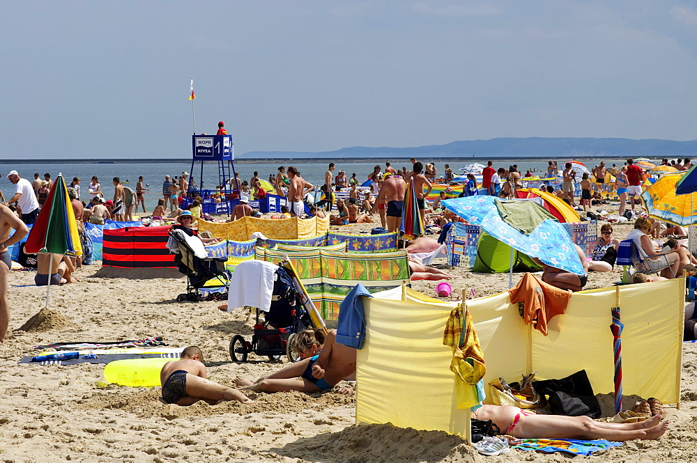 People on the beach of Swinoujscie, Usedom Island, Poland, Europe