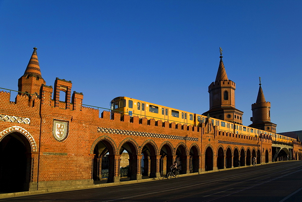 Oberbaumbruecke bridge between the districts of Kreuzberg and Friedrichshain, Berlin, Germany, Europe