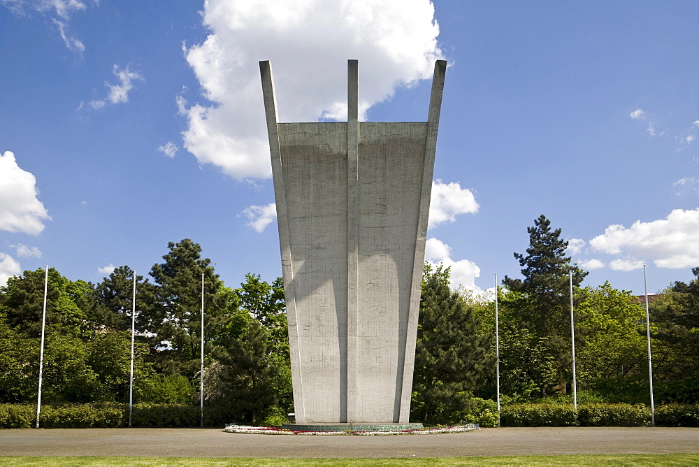 Airlift memorial, in the vernacular "hunger rake", in front of the former Tempelhof Airport, Berlin, Germany, Europe