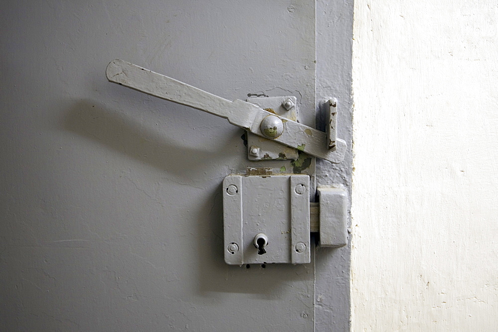 Lock and key, Berlin-Hohenschoenhausen memorial, former prison of the GDR's secret service, Berlin, Germany, Europe