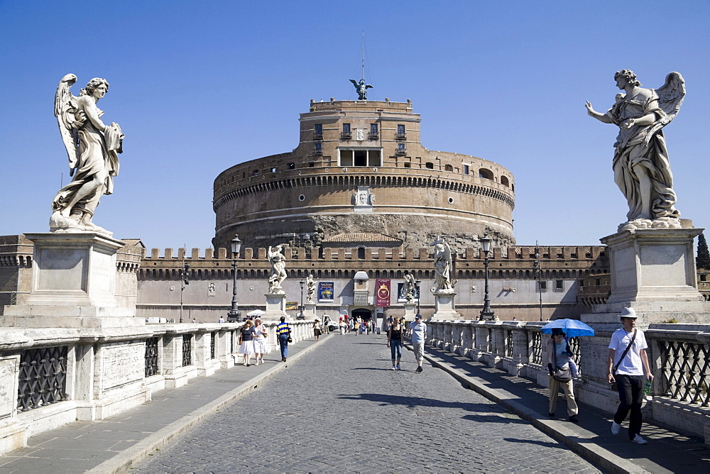 Ponte and Castel Sant'Angelo, Aelian Bridge, Mausoleum of Hadrian, Rome, Lazio, Italy, Europe