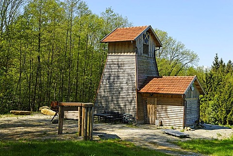 Former pithead frame of a graphite mine in Haagwies, Bavarian Forest, Lower Bavaria, Germany, Europe