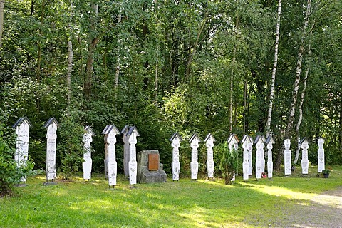Totenbretter, memorial boards to commemorate dead folk musicans, Stamsried, Bavarian Forest, Upper Palatinate, Bavaria, Germany, Europe