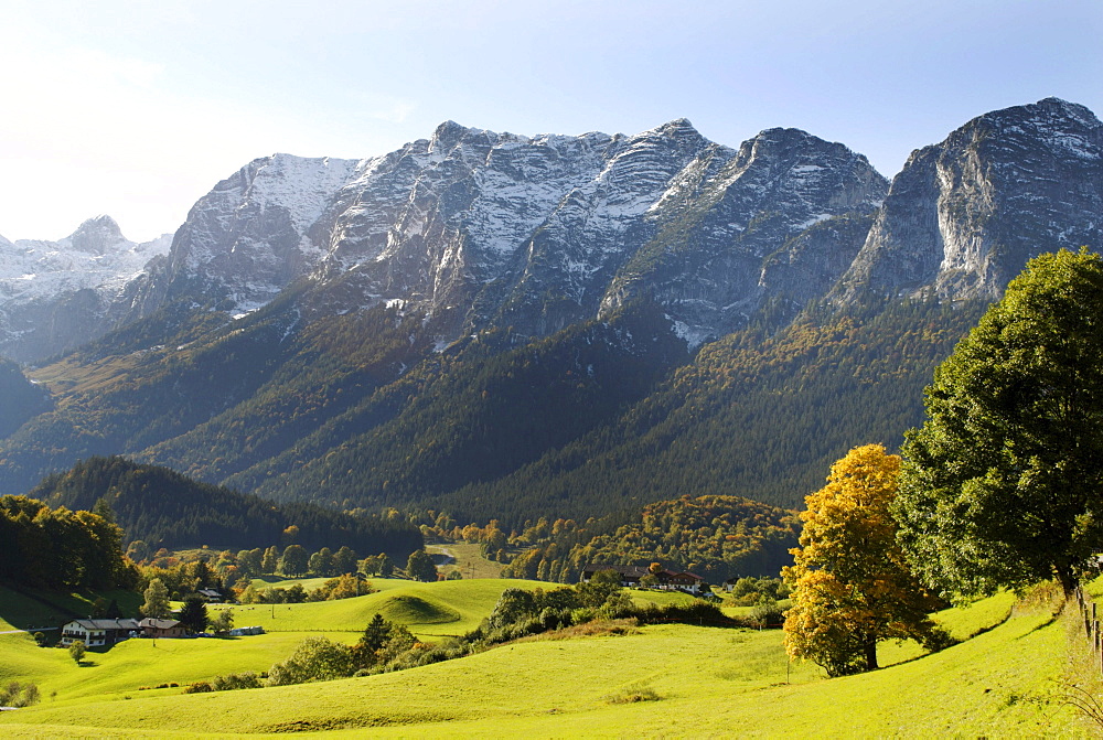 At the Deutsche Alpenstrasse road, near Ramsau, with the Reiter Alpe, Berchtesgadener Land, Upper Bavaria, Germany, Europe