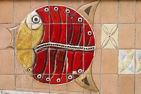 Fish mosaic, Aveiro, North Portugal, Portugal, Europe