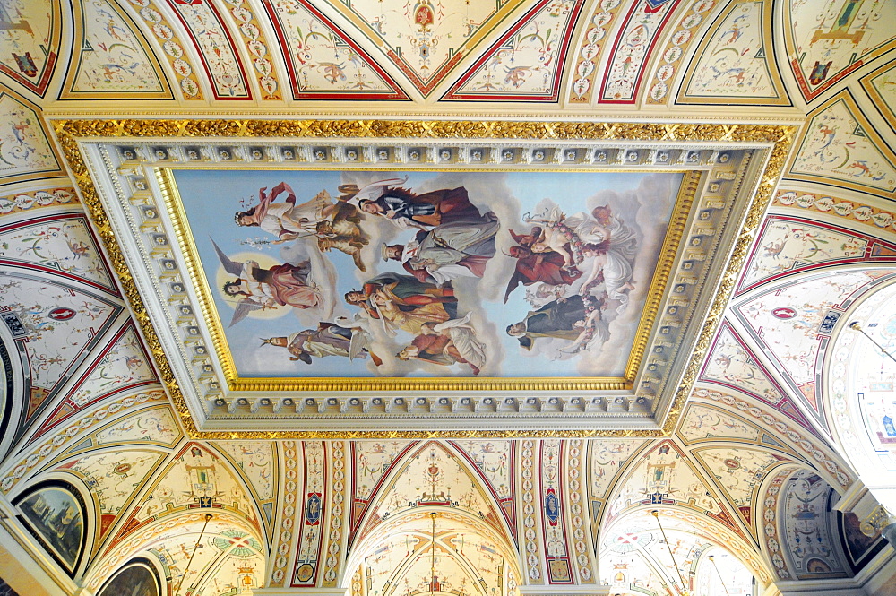 Ceiling design, interior architecture, Semperoper opera house, Dresden, Saxony, Germany, Europe