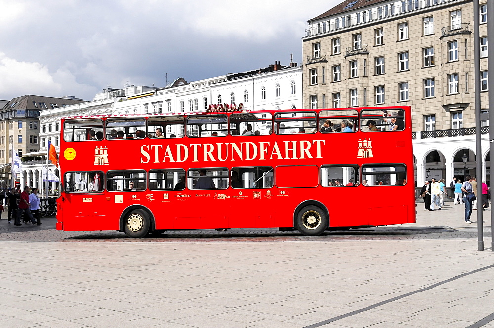 Bus, sightseeing tour, Hanseatic City of Hamburg, Germany, Europe