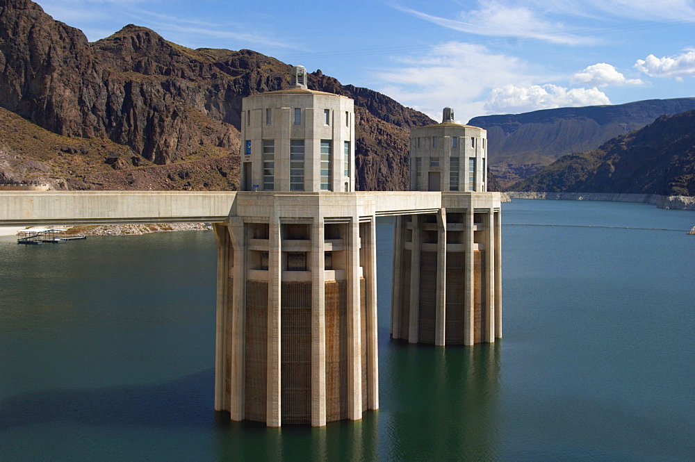 Hoover Dam, water intake towers, Nevada-Arizona, USA