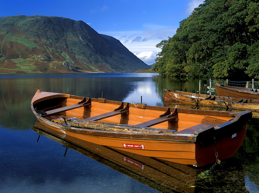 Boats, Crummock Water, Lake District, England, United Kingdom