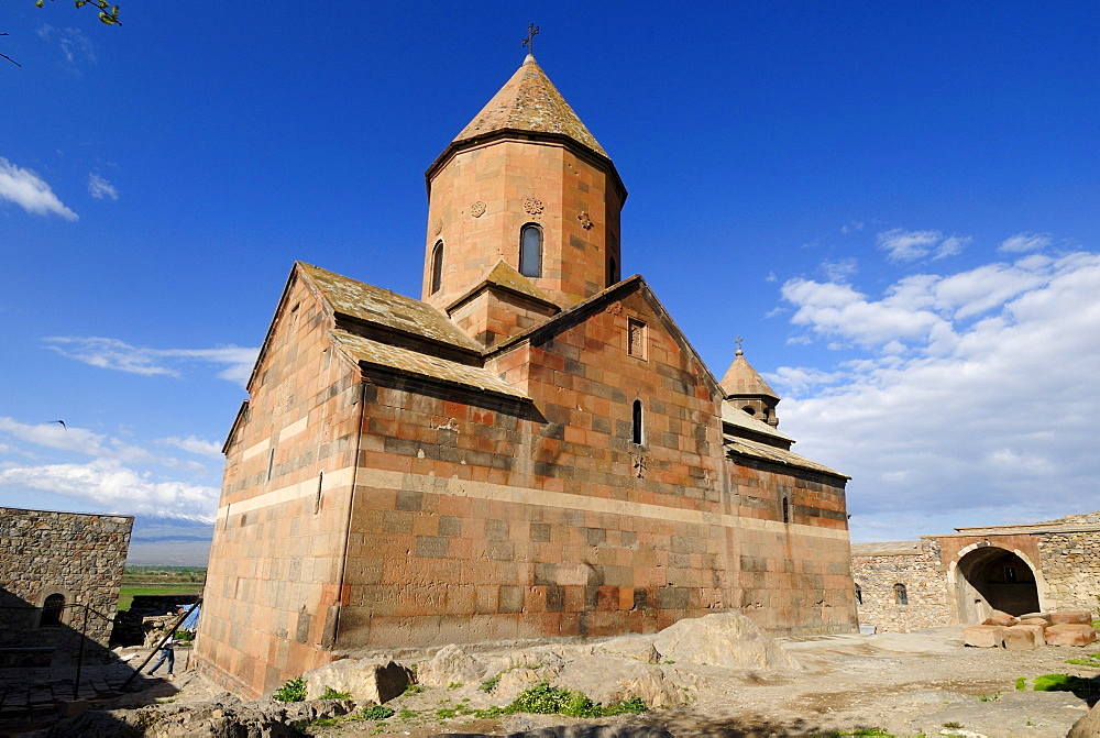 Historic Armenian Orthodox church at Khor Virap monastery, Armenia, Asia