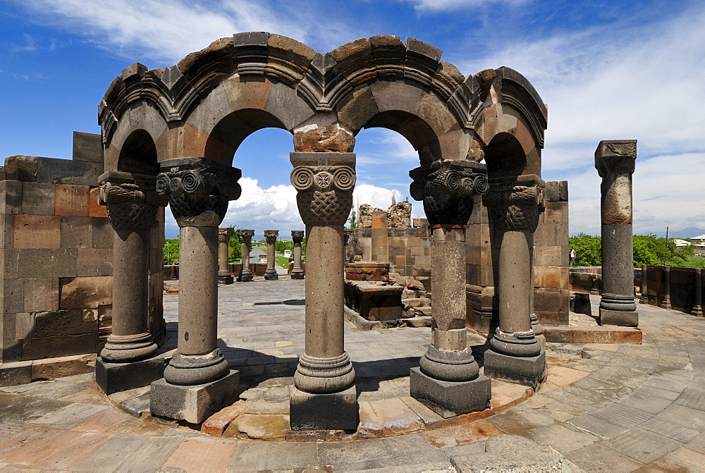 Ruin of the Zvartnots, Zwartnots temple or Cathedral of St. Gregory, UNESCO World Heritage Site, Armenia, Asia