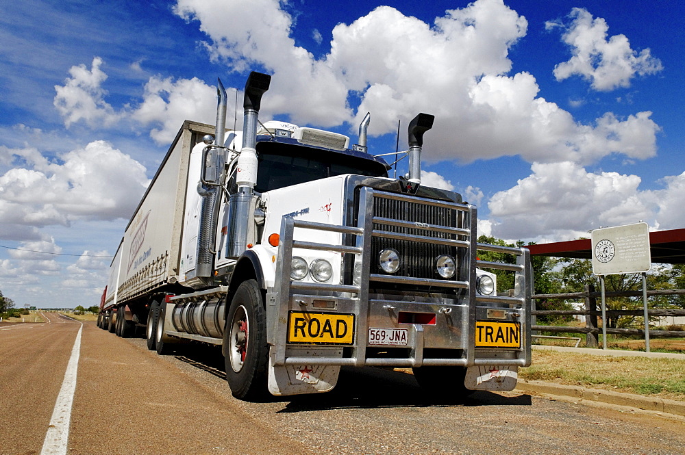 Huge roadtrain truck at Ilfracombe, Queensland Outback, Australia