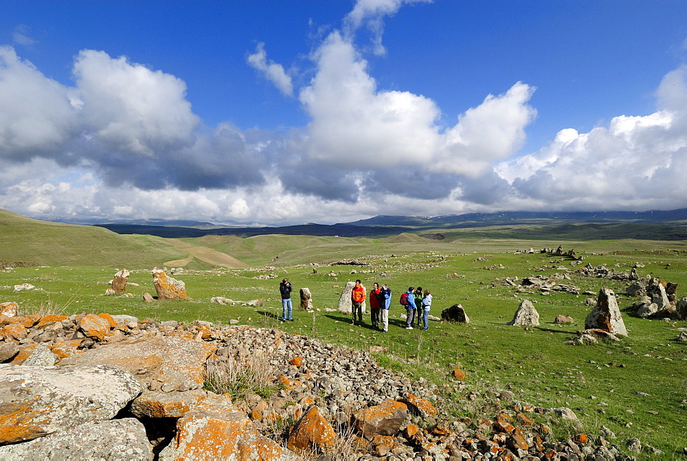 Zorats Karer, 6000 B.C. stoneage observatory, menhir of Karahunj, Cara Hunge, Armenia, Asia