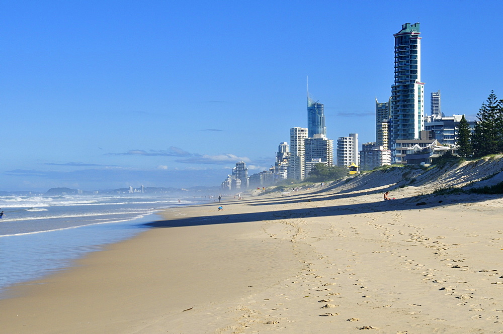 Skyscrapers towering over the beach of Surfers Paradise, Gold Coast, Queensland, Australia