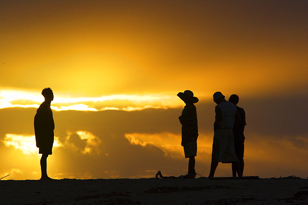 Fishermen at sunrise, Canal des Pangalanes, East Madagascar, Africa