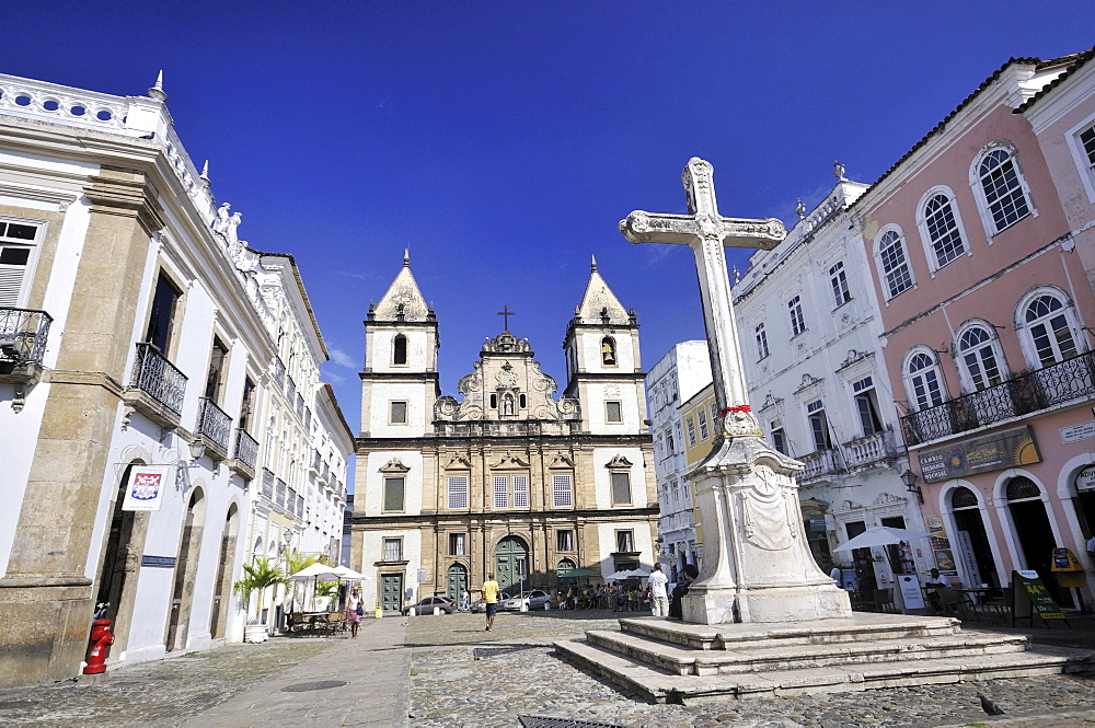 Igreja Sao Francisco church and square Cruzeiro de Sao Francisco, Salvador, Bahia, UNESCO World Heritage Site, Brazil, South America