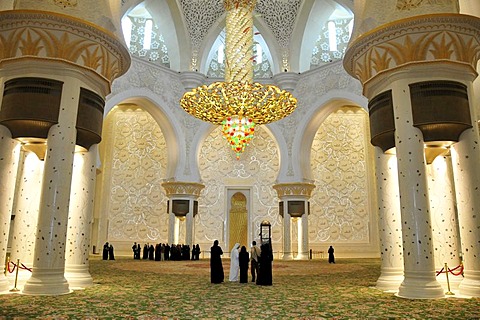 Prayer hall of the Sheikh Zayed Mosque, third largest mosque in the world, Abu Dhabi, United Arab Emirates, Arabia, Middle East, Orient