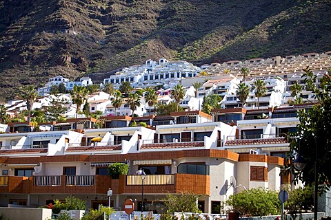 Housing area, holiday homes in Puerto de Santiago, Tenerife, Spain