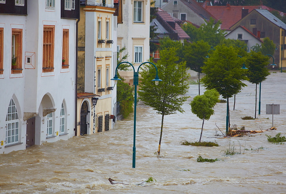 Enns floodwater in Steyr, Upper Austria, Austria, Europe