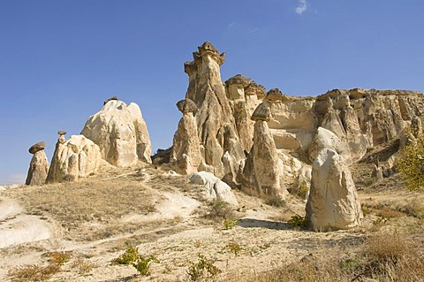 Tuff rock formation and Fairy chimneys, Goereme valley, Cappadocia, Turkey