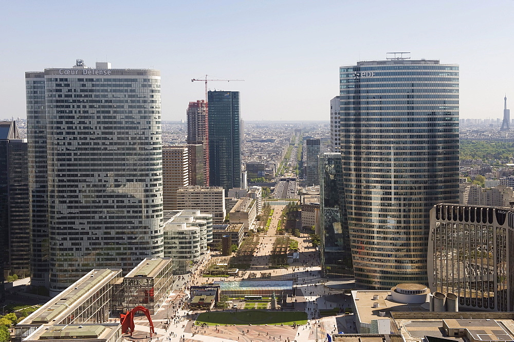 Perspective view over Paris and La Defense business district, Paris, France, Europe