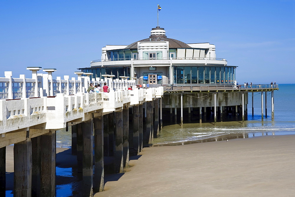 Pier and beach, Blankenberge, North Sea Coast, Belgium, Europe