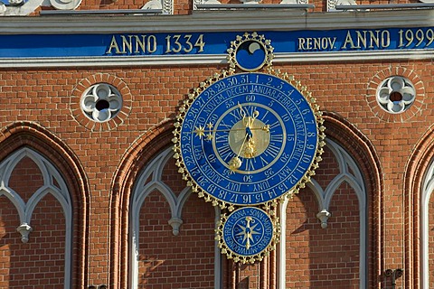 Clock on the House of the Blackheads, Riga, Latvia, Baltic States