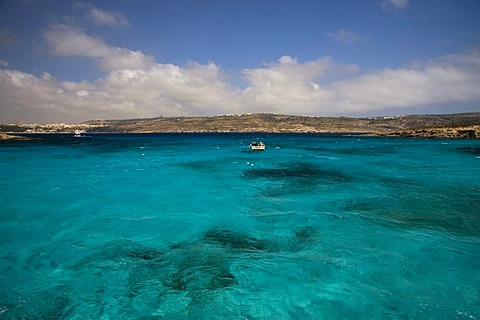 Blue Lagoon of Comino with view to Gozo Island, Malta, Europe