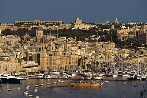 The three cities of La Valetta with Grand Harbour, Malta