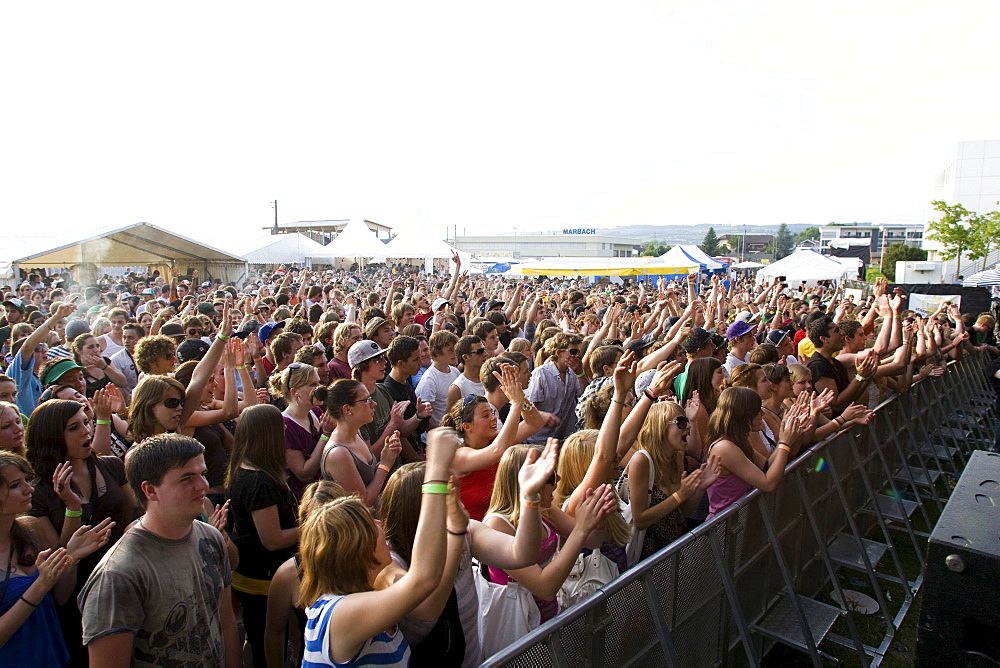 Audience at the soundcheck, Open Air Festival in Sempach-Neuenkirch, Switzerland, Europe