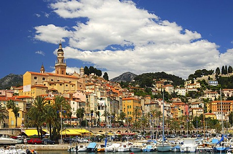 Old town of Menton and St. Michel's Church, Menton, Cote d'Azur, France