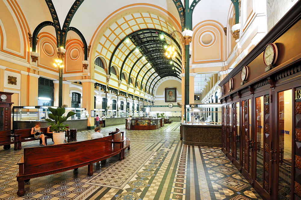 Serice hall in the main post office, Ho Chi Minh City, Saigon, Vietnam, Southeast Asia