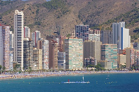 Beach, Playa Levante, tourist hotspot Benidorm, Costa Blanca, Spain