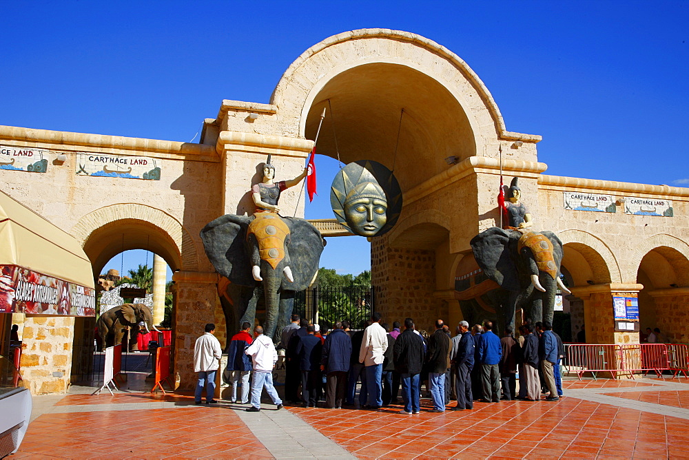 Entrance to Carthageland, Yasmine Hammamet, Hammamet, Tunisia, Northern Africa