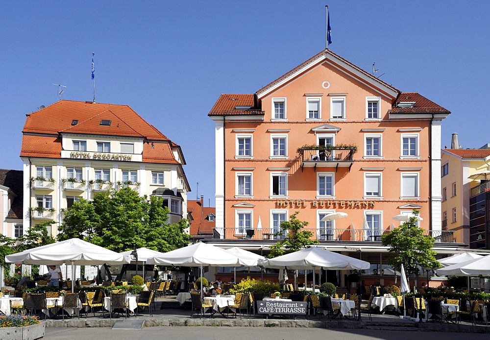 Lindau at Lake Constance, beach promenade, Bavaria, Germany, Europe