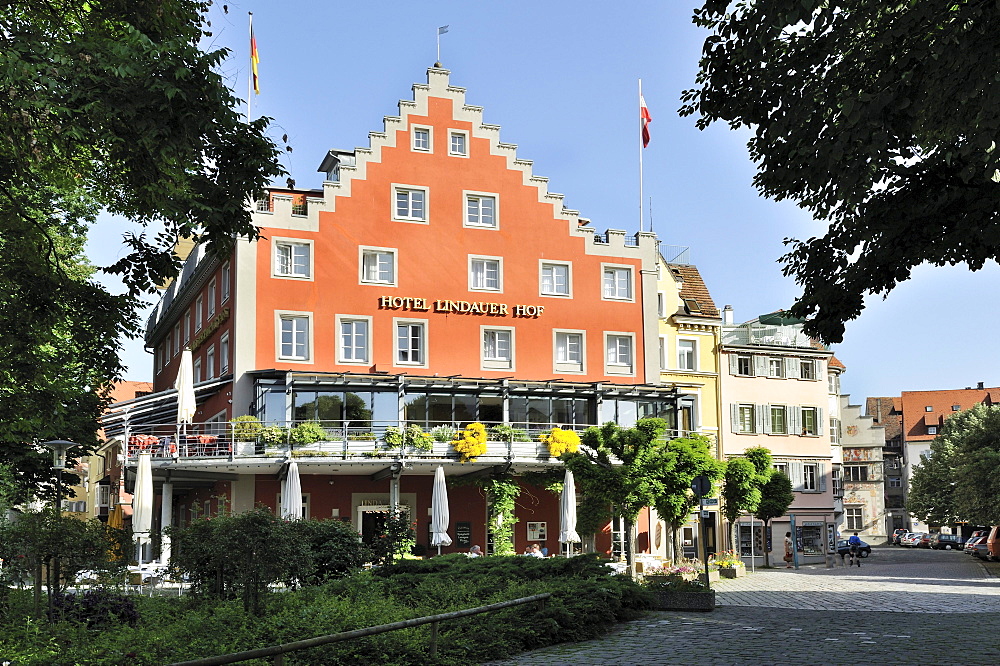 Lindau on Lake Constance, Lindauerhof hotel, beach promenade, Bavaria, Germany, Europe