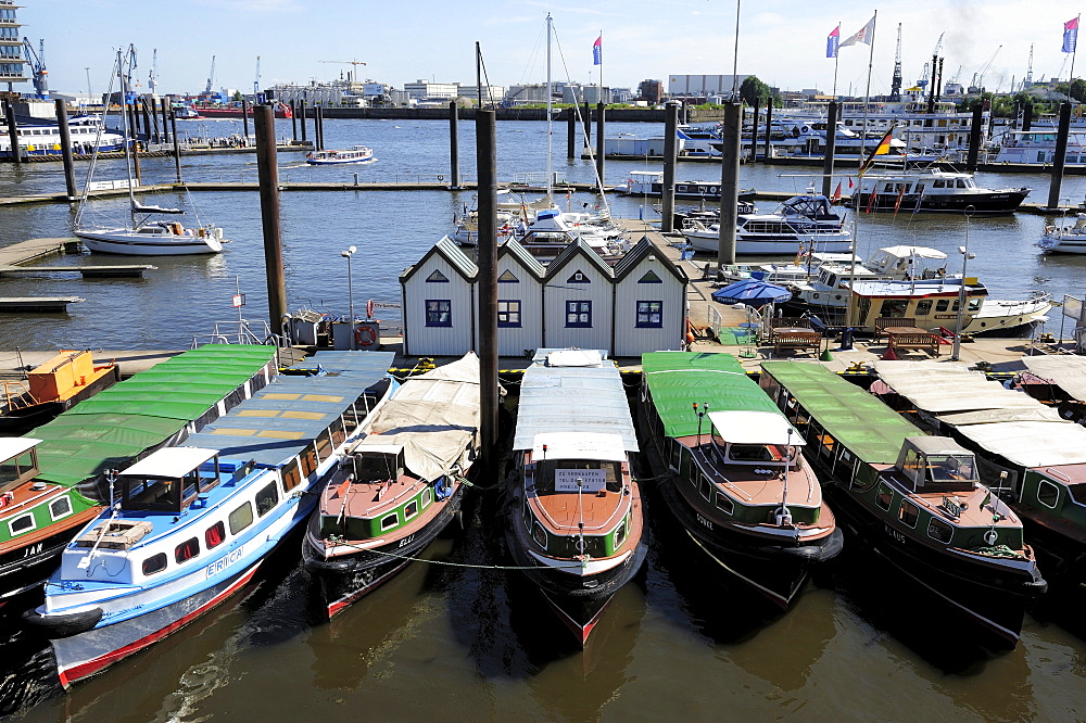 Boats in the seaport of Hamburg, Germany, Europe