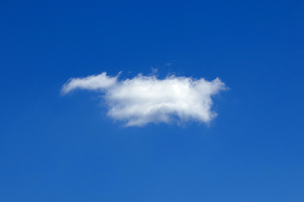 Individual cumulus cloud against a blue sky