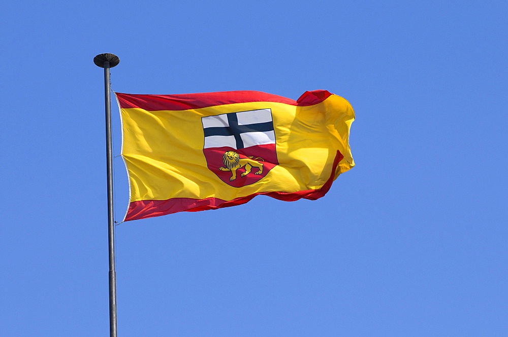 Fluttering flag of the city of Bonn, North Rhine-Westphalia, Germany, Europe