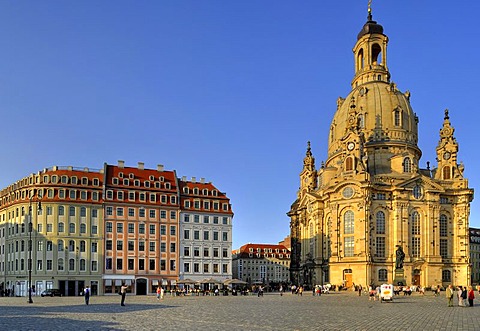 Frauenkirche Church of Our Lady at the Neumarkt square, Dresden, Saxony, Germany, Europe