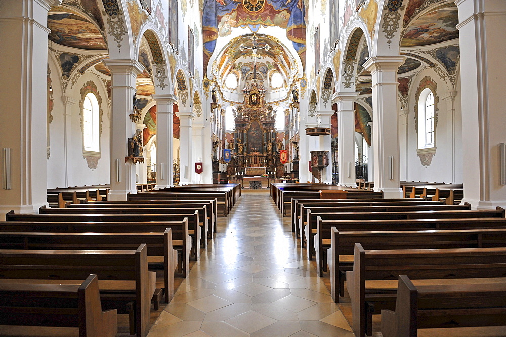 Gothic, Baroque style, city parish church, Simultaneum, St. Martin, Biberach an der Riss, Baden-Wuerttemberg, Germany, Europe