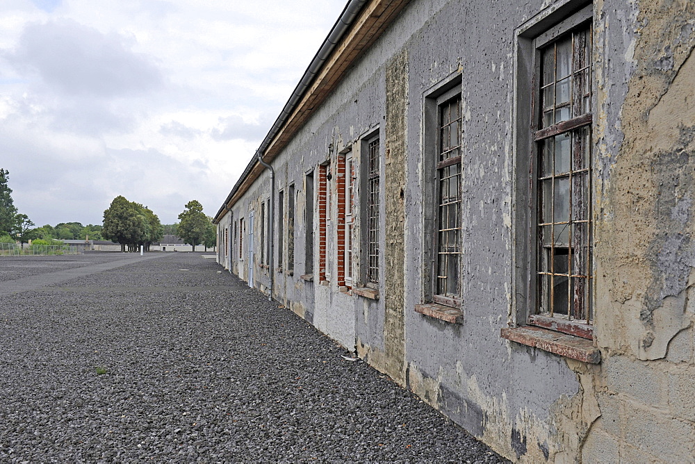 Exterior view of a work barrack at the women's concentration camp Ravensbrueck, Brandenburg, Germany, Europe