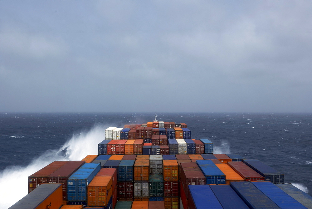 Container ship, sea, swell