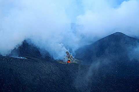 View of the active crater of the Stromboli vulcano, Aeolian Islands, Italy, Europe