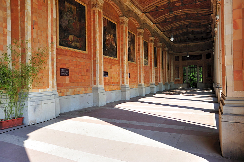 Arcades of the Trinkhalle pump room, Baden-Baden, Black Forest, Baden-Wuerttemberg, Germany, Europe