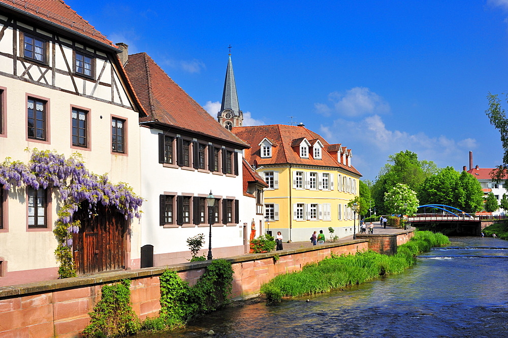 Historic centre with river Alb, Ettlingen, Black Forest, Baden-Wuerttemberg, Germany, Europe