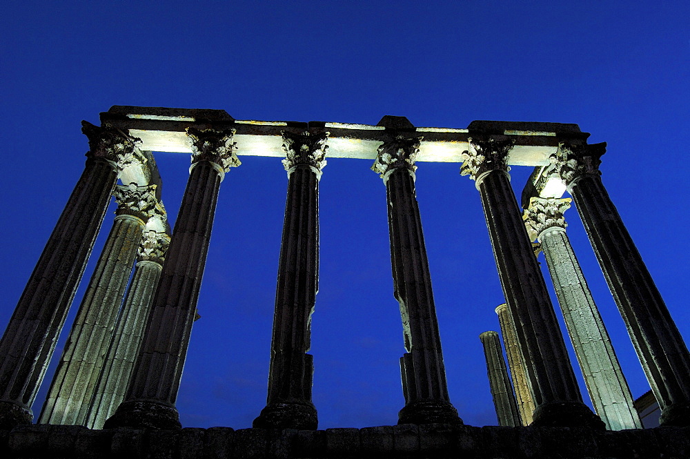 Ruins of Roman temple of Diana at Evora, Alentejo, Portugal, Europe